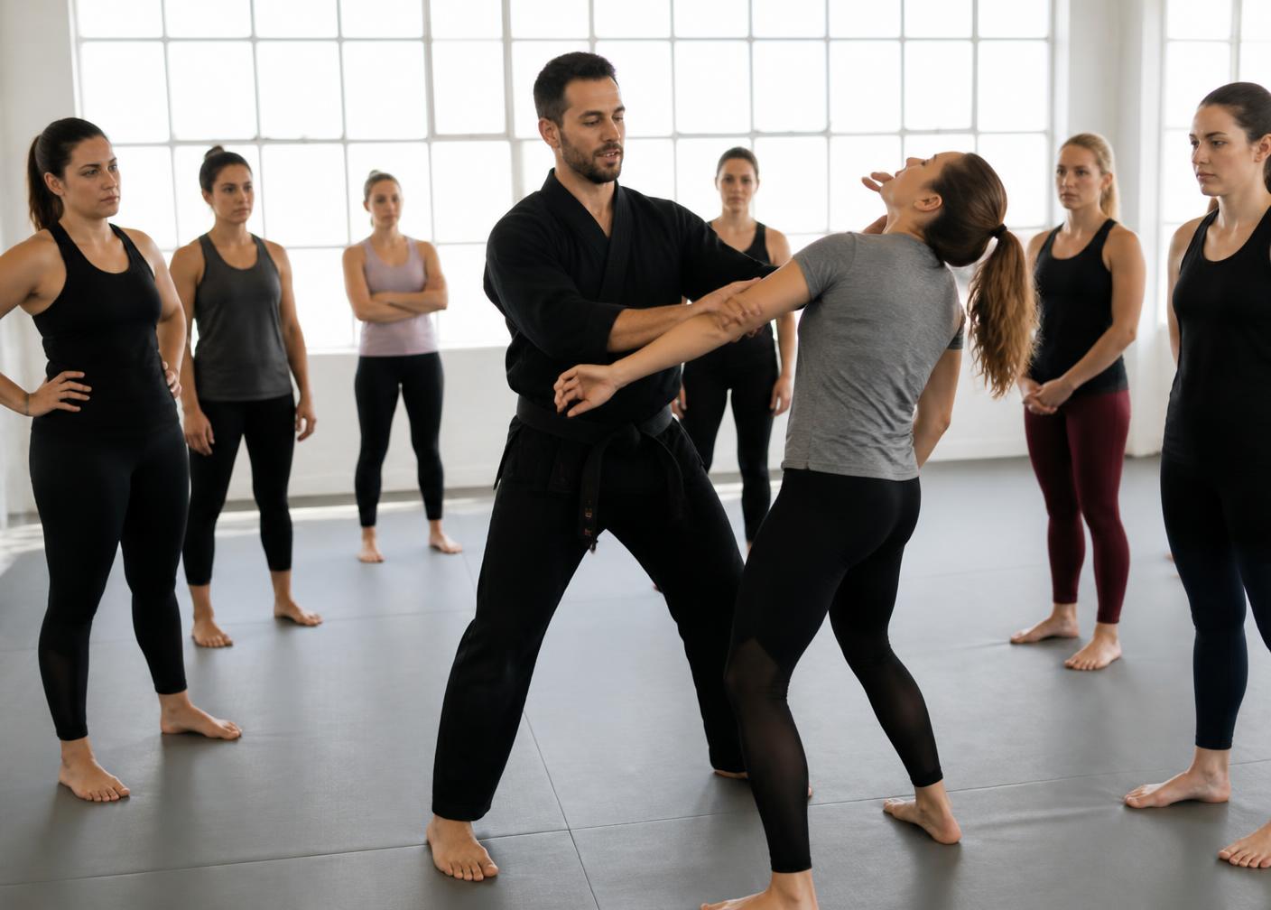 Aula do programa Defesa Pessoal na Gracie Barra Itajaí