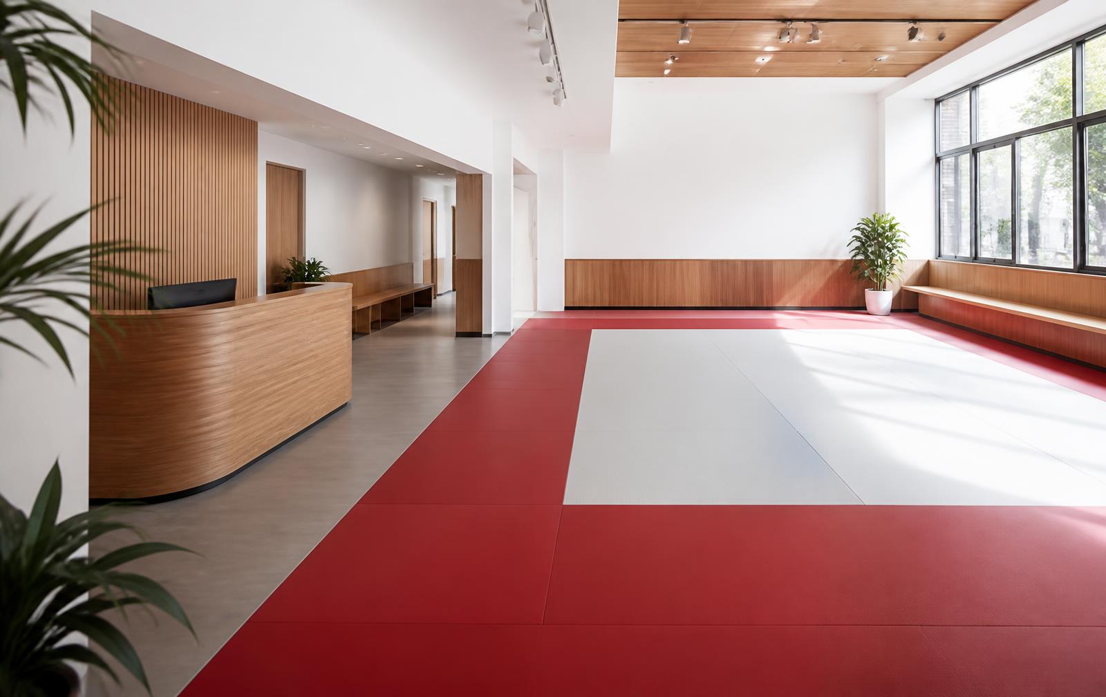 Tatame da Gracie Barra Itajaí preparado para a aula